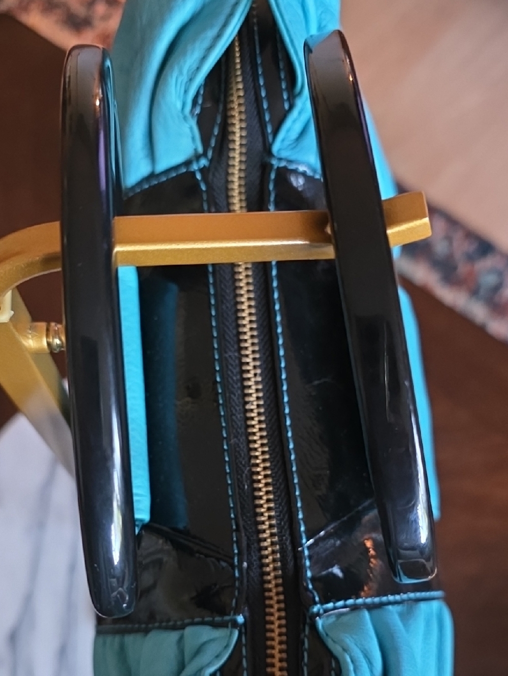 B Makowsky Blue and black Leather Bow Bag ๐๐ - Picture 6 of 14